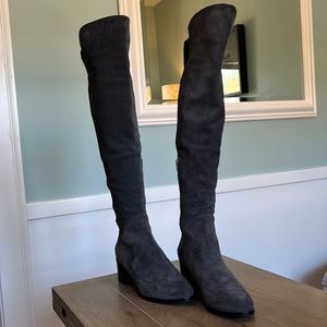 $495 Via Spiga Italia gray suede over the knee boot with stretch calf 7.5 37.5
